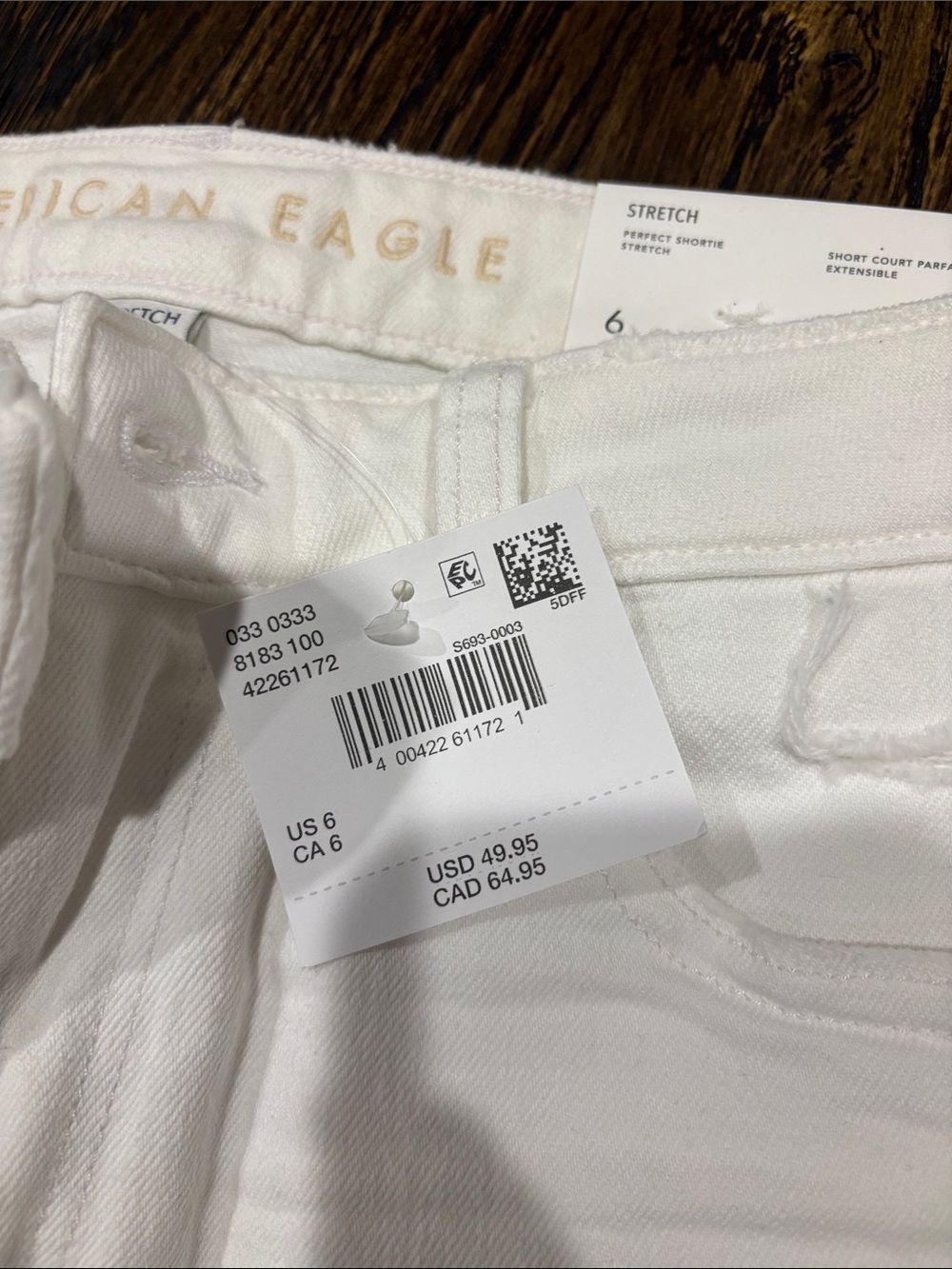 American Eagle Outfitters White Distressed High-Rise Jean Shorts - Picture 4 of 4